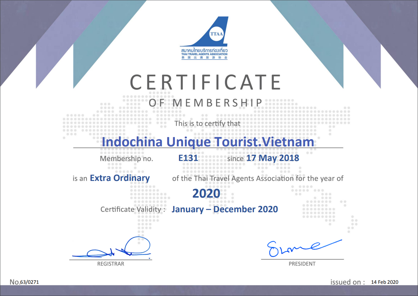 TTAA Certificate of Membership